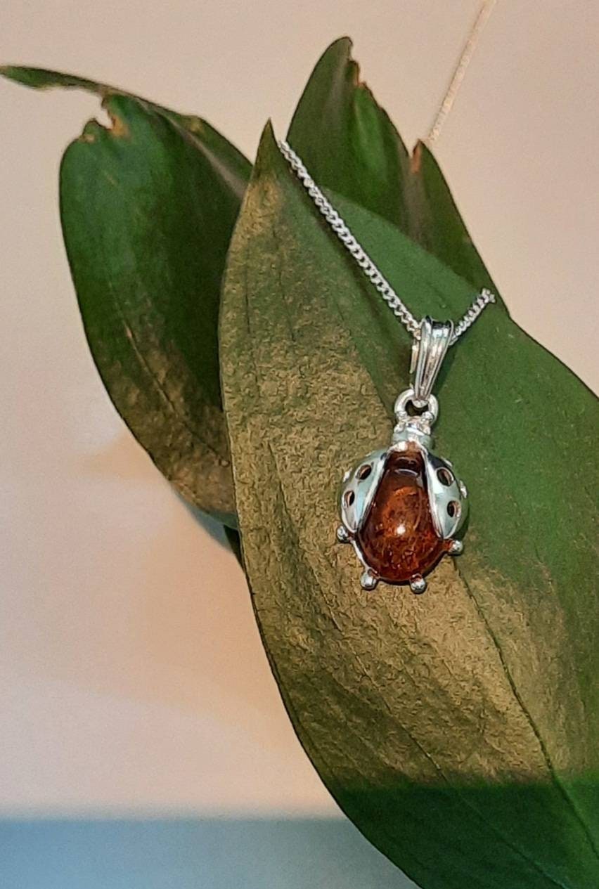 Stunning Ladybug necklace and earrings jewellery set