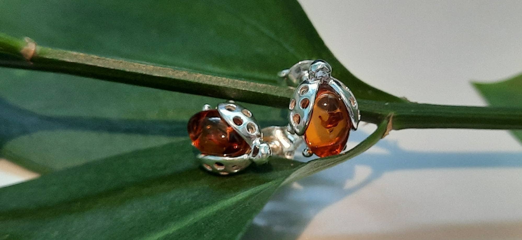 Stunning Ladybug necklace and earrings jewellery set