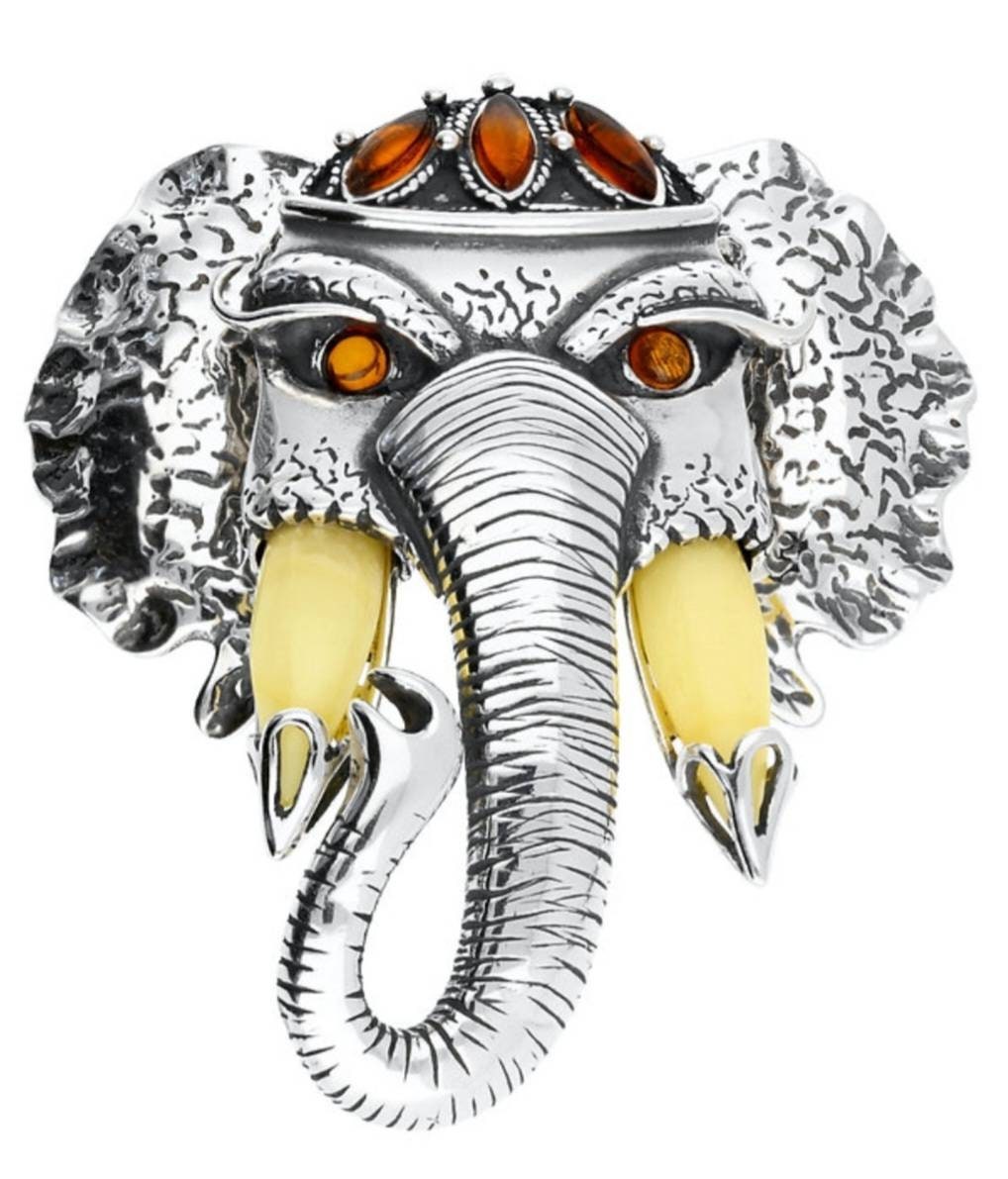 Stunning Large Amber Elephant Necklace